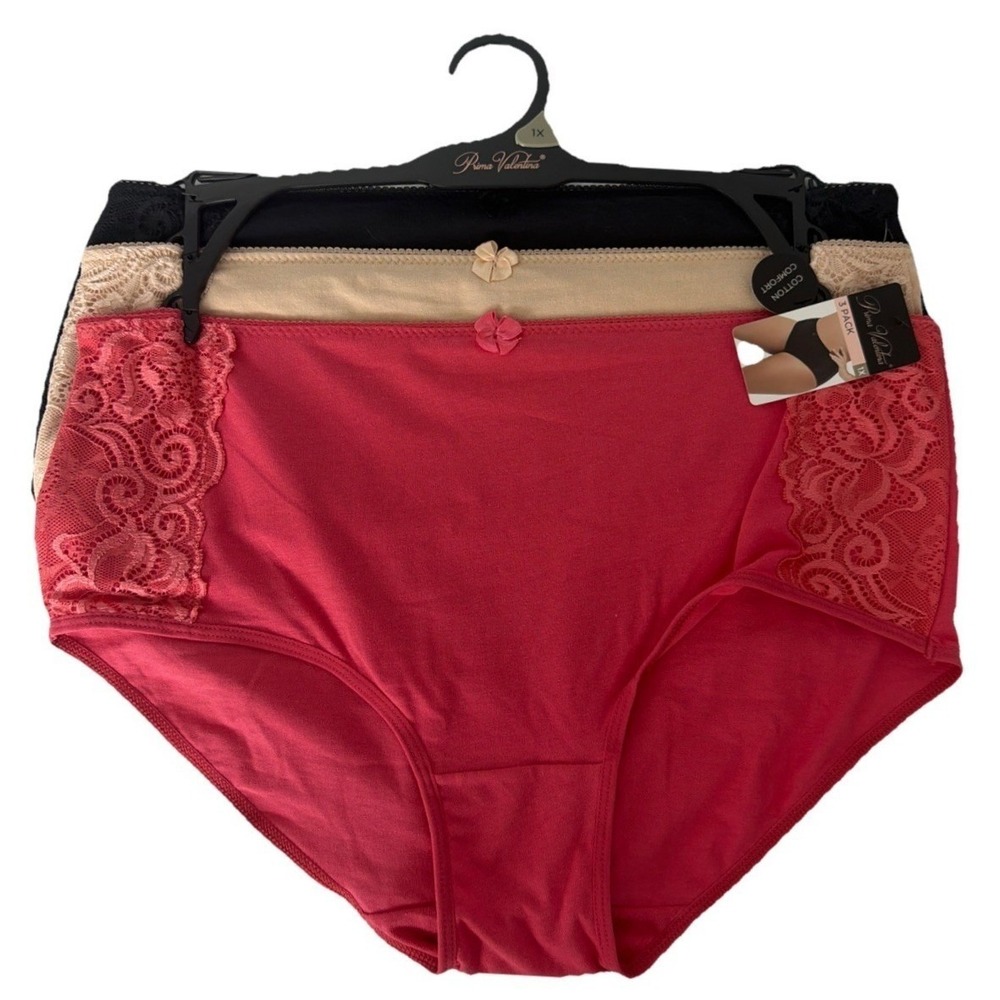 Prima Valentina Women's 3 Pack Cotton Comfort Panties Stretch Size X1 New